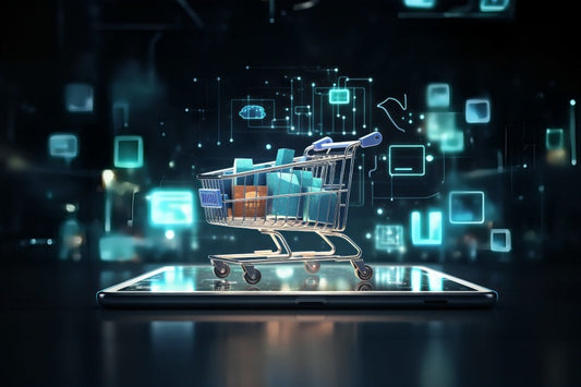 image of a cart with floating icons around it