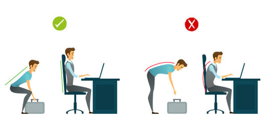 Worker with good and bad posture