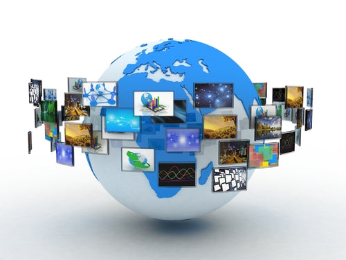 Globe icon with many trends image