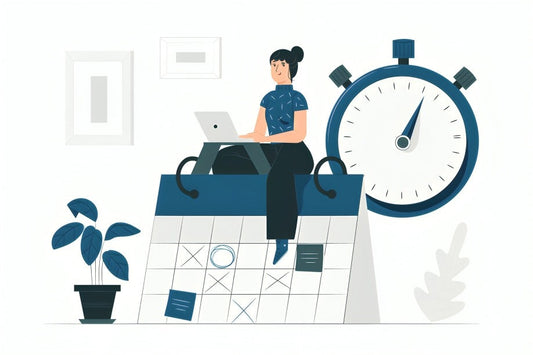 Employee with a calendar and alarm clock
