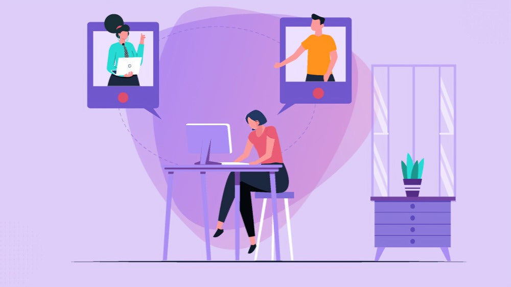 Illustration of an employee on face time
