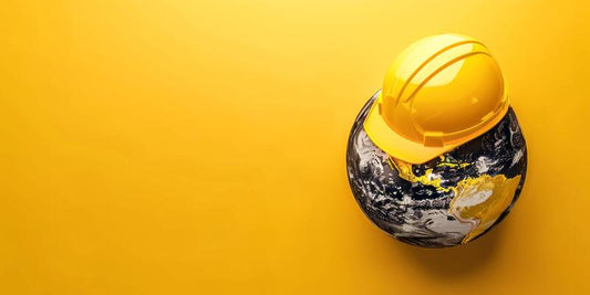 A globe with a safety hat