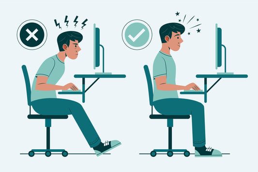 image of a wrong seating posture on the left and right posture on the right.