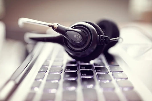 headset above the keyboard