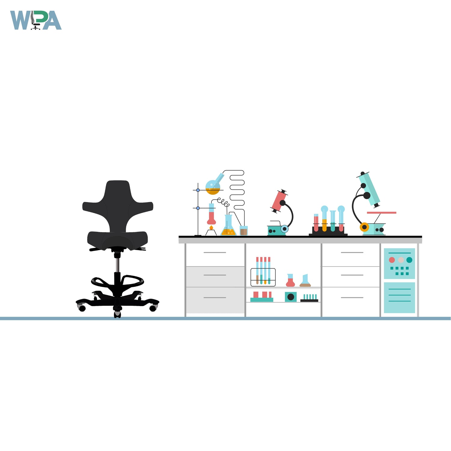 Ergonomic laboratory and counter-height chairs from WorkplaceAdjustments.in, designed for adjustable support, pain relief, and inclusive workstation comfort.