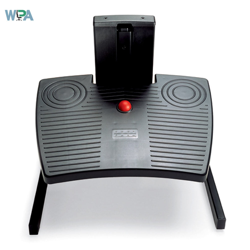 Dual Footform Footrest with independent tilting plates supports active sitting and leg movement.