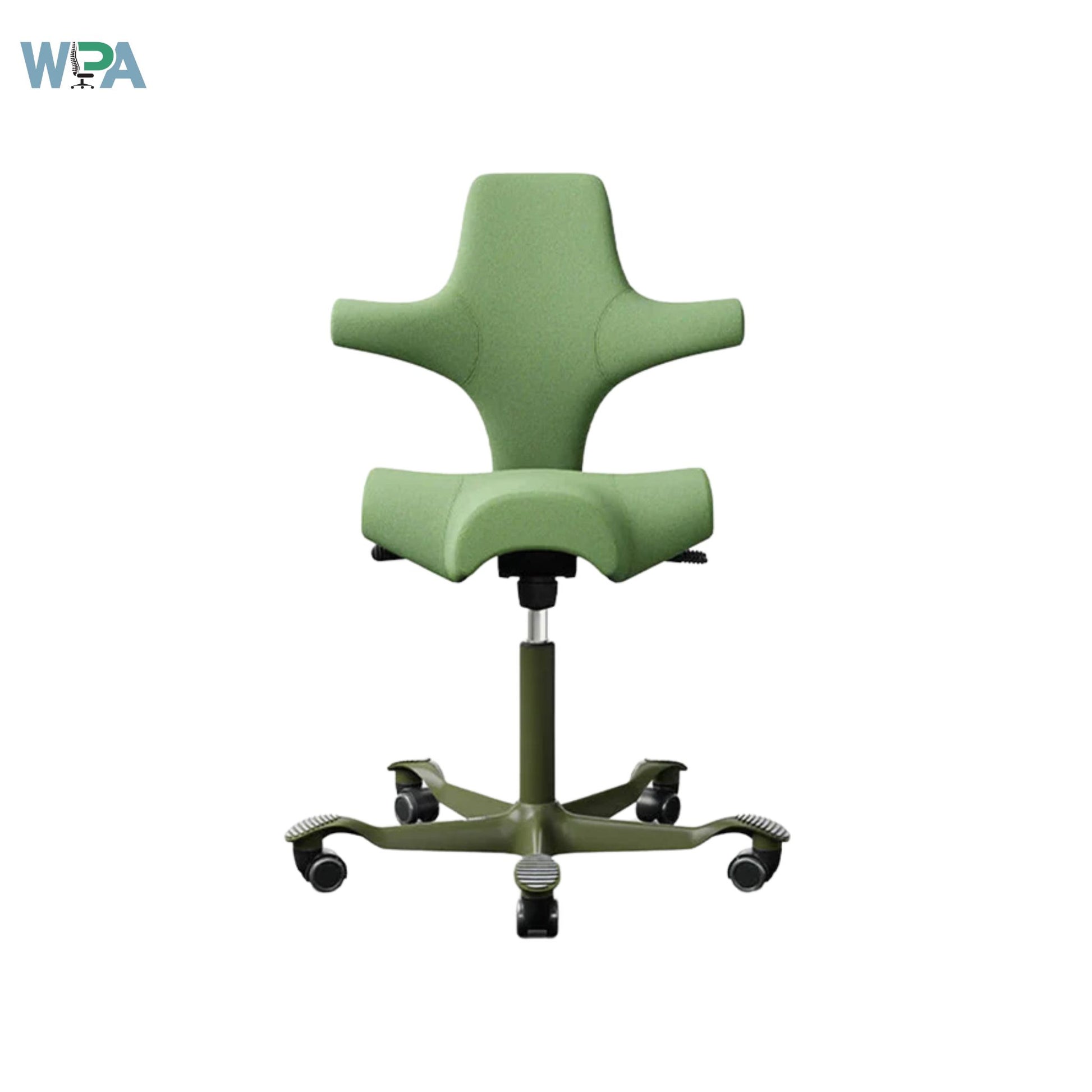 Green office chair on a white background