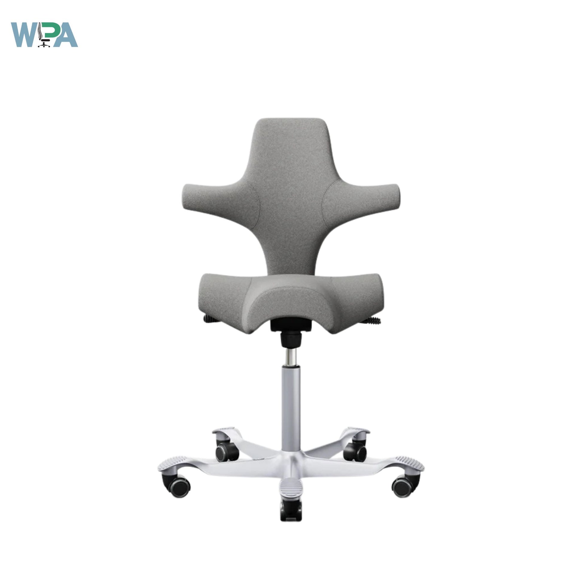 Gray office chair with adjustable height on a white background, featuring the Wipa brand.