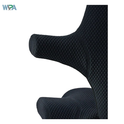 Black quilted armchair on a white background