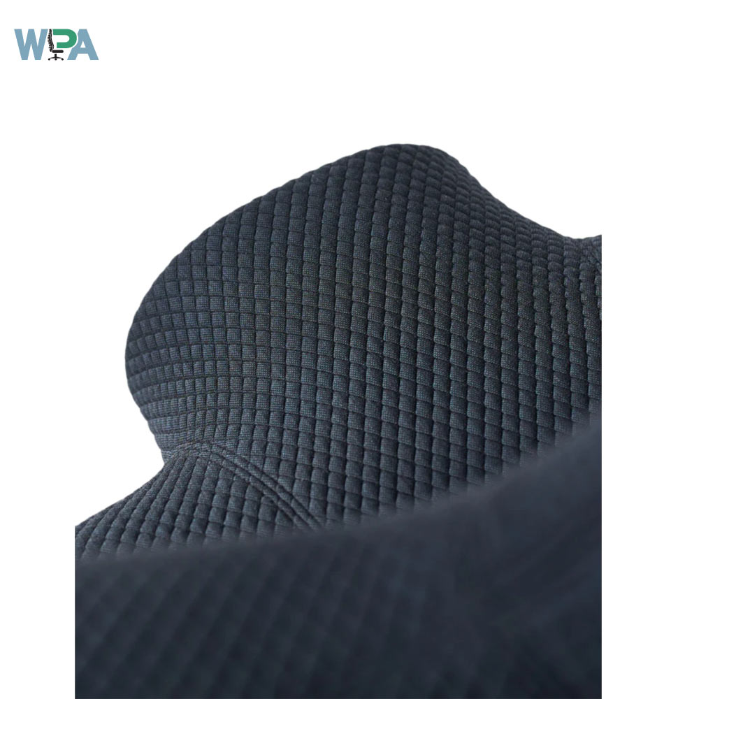 Textured dark blue fabric with a WPA logo in the corner