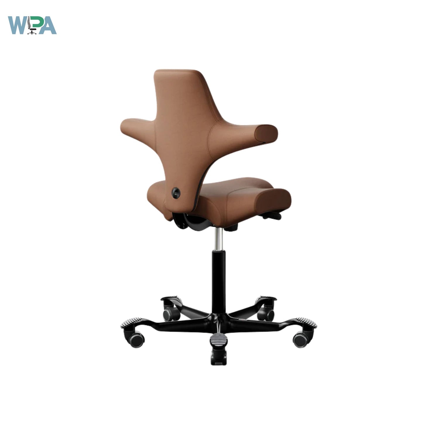 Brown office chair with wheels on a white background