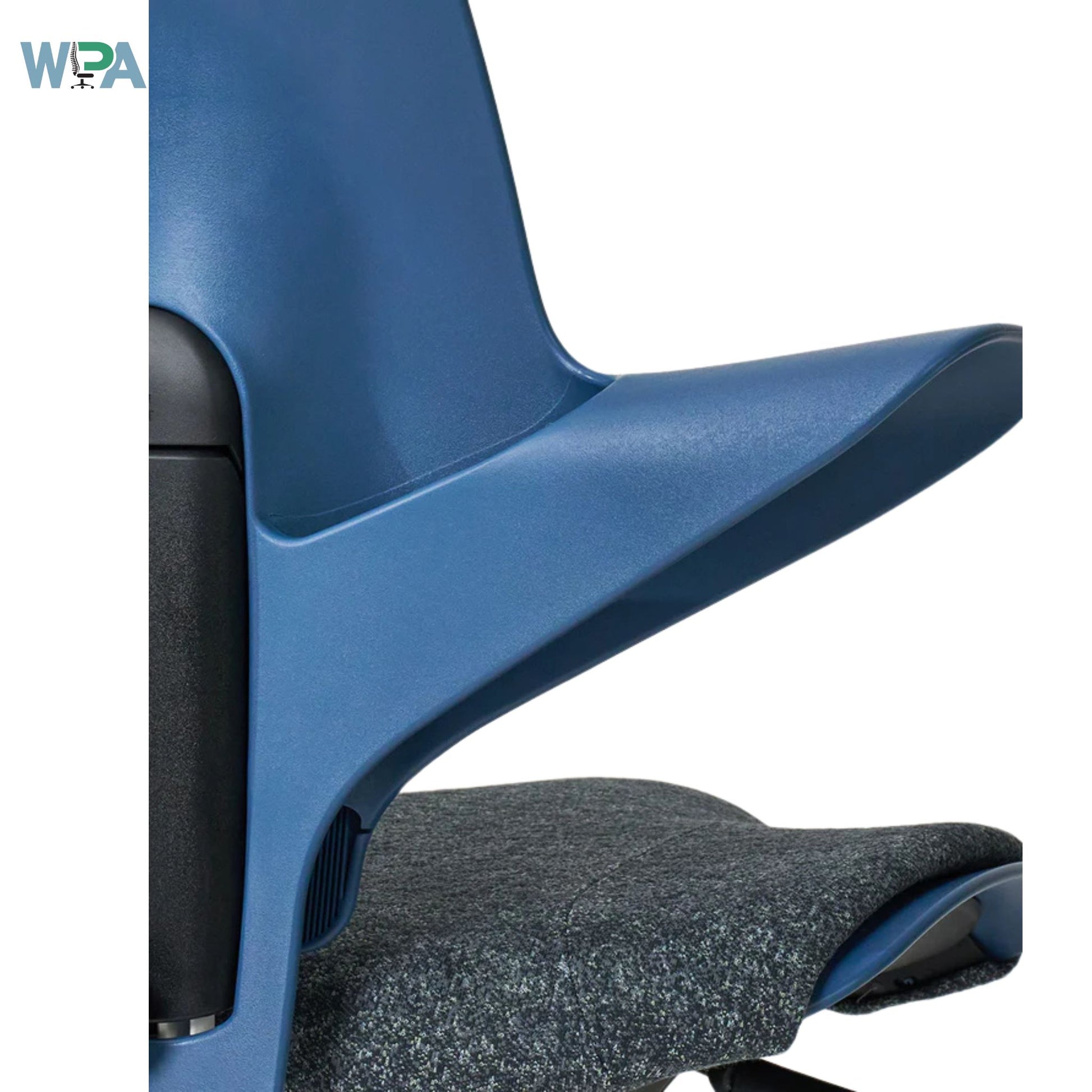 Blue office chair with a Wipa logo on a white background