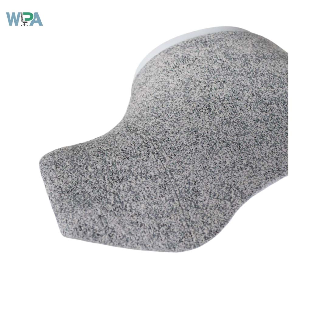 Gray textured neck pillow on a white background