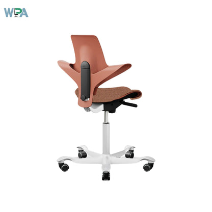 Brown office chair with white base on a white background, featuring the WPA logo.