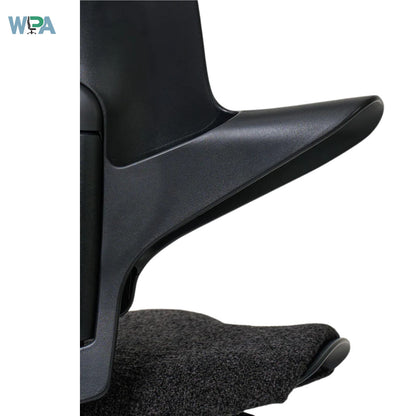 Black high-heeled shoe on a white background