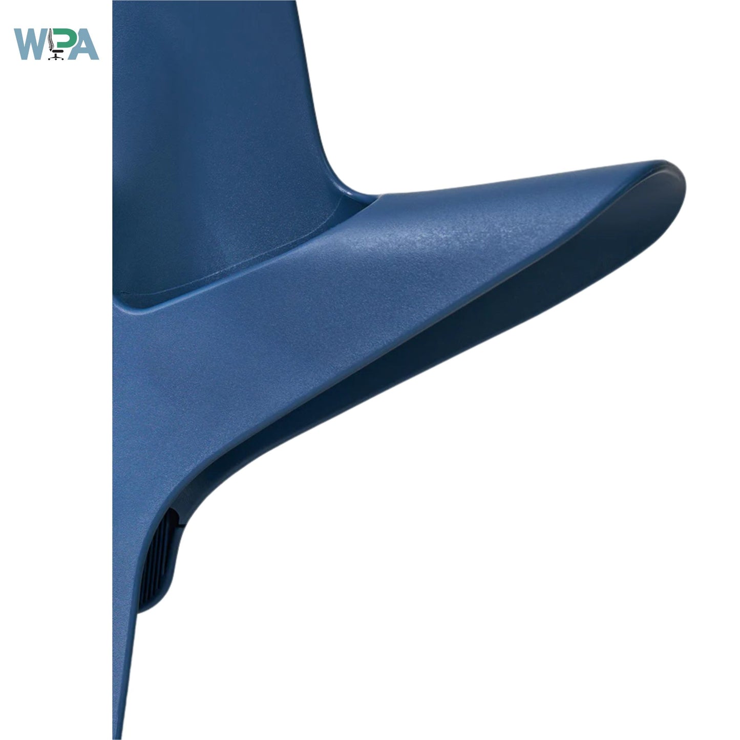 Blue chair seat on a white background with Wpa logo.