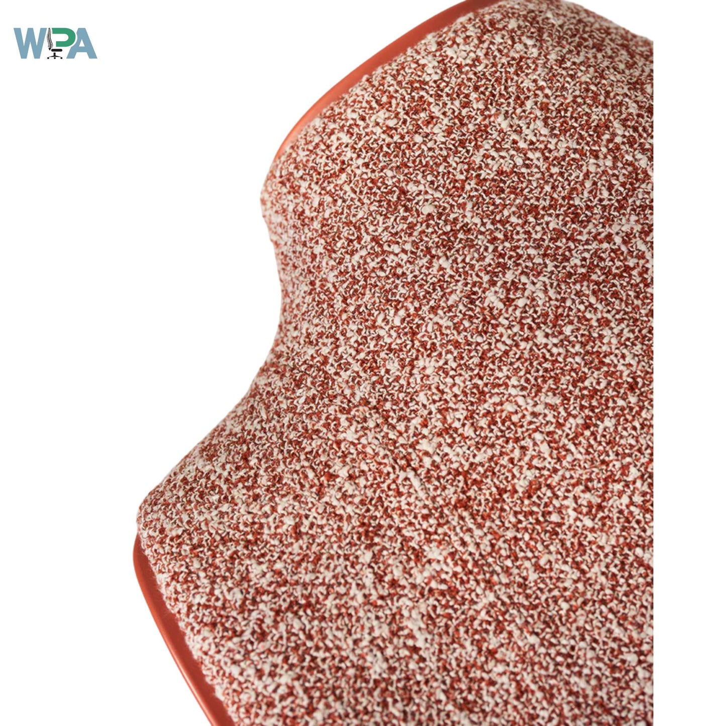 Speckled red and white patterned product on a white background