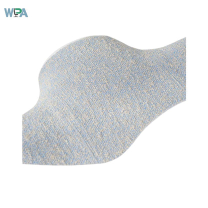 Textured blue and gray patterned fabric swatch on a white background