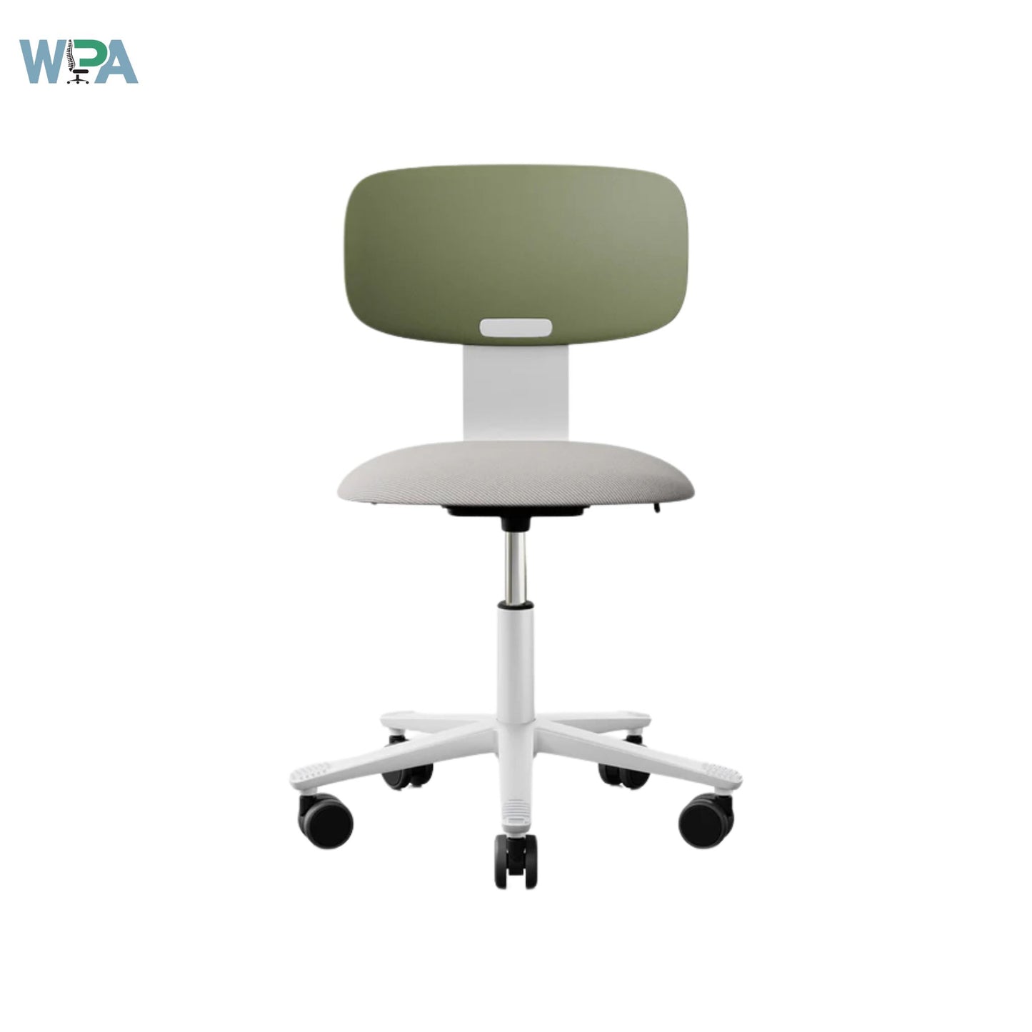 Green office chair with white base on a white background, featuring the Wipa logo.