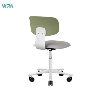 Chair with green backrest and white seat on a white background