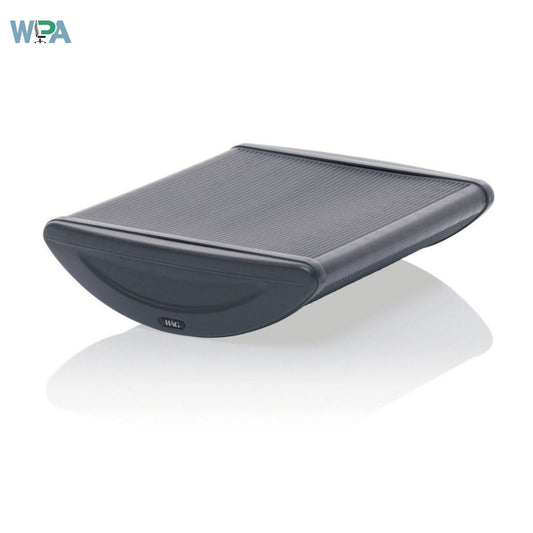 Black footrest with textured surface on a white background