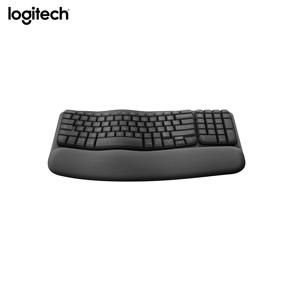 Logitech ergonomic keyboard on a white background