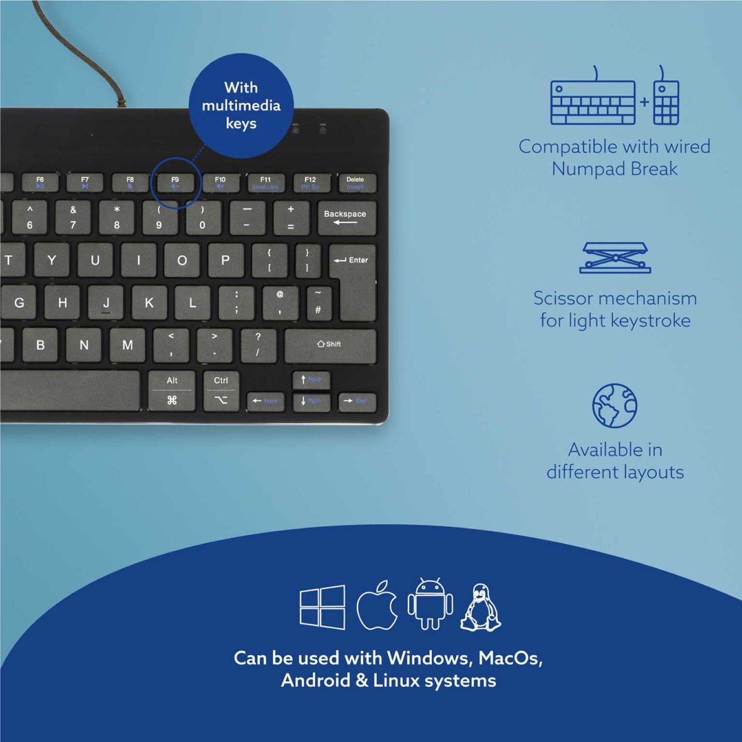 R-Go Compact Break (black, wired, QWERTY – UK) | WPA India