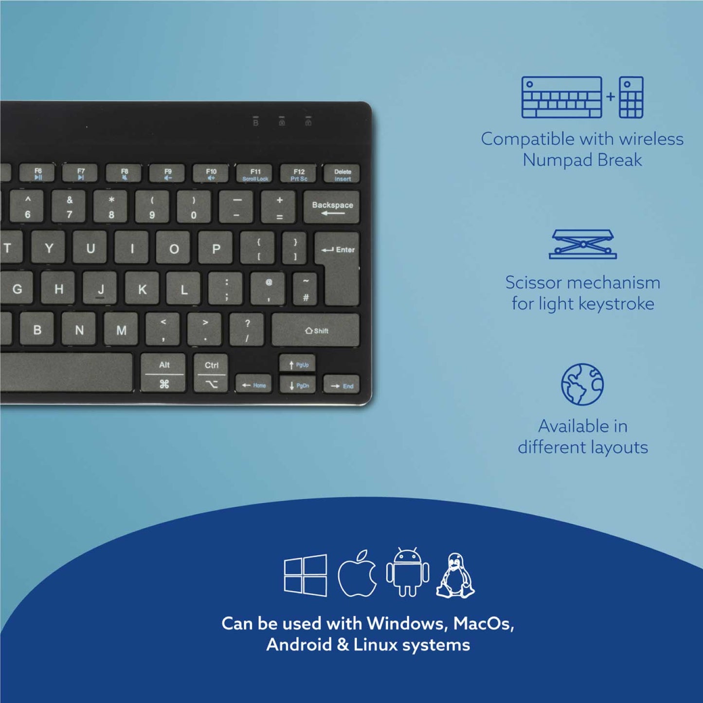 R-Go Compact Break Keyboard (Black, Wireless, QWERTY – UK) | WPA India