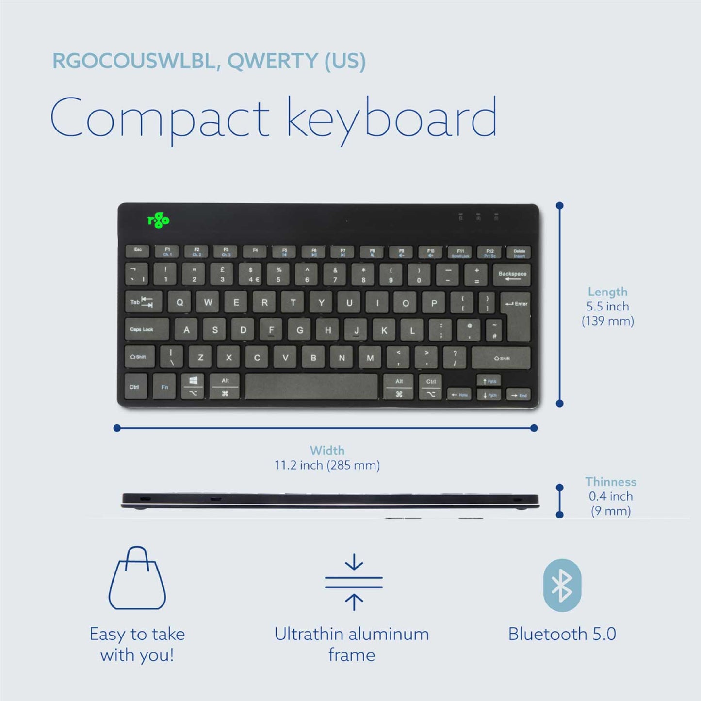 R-Go Compact Break Keyboard (Black, Wireless, QWERTY – UK) | WPA India