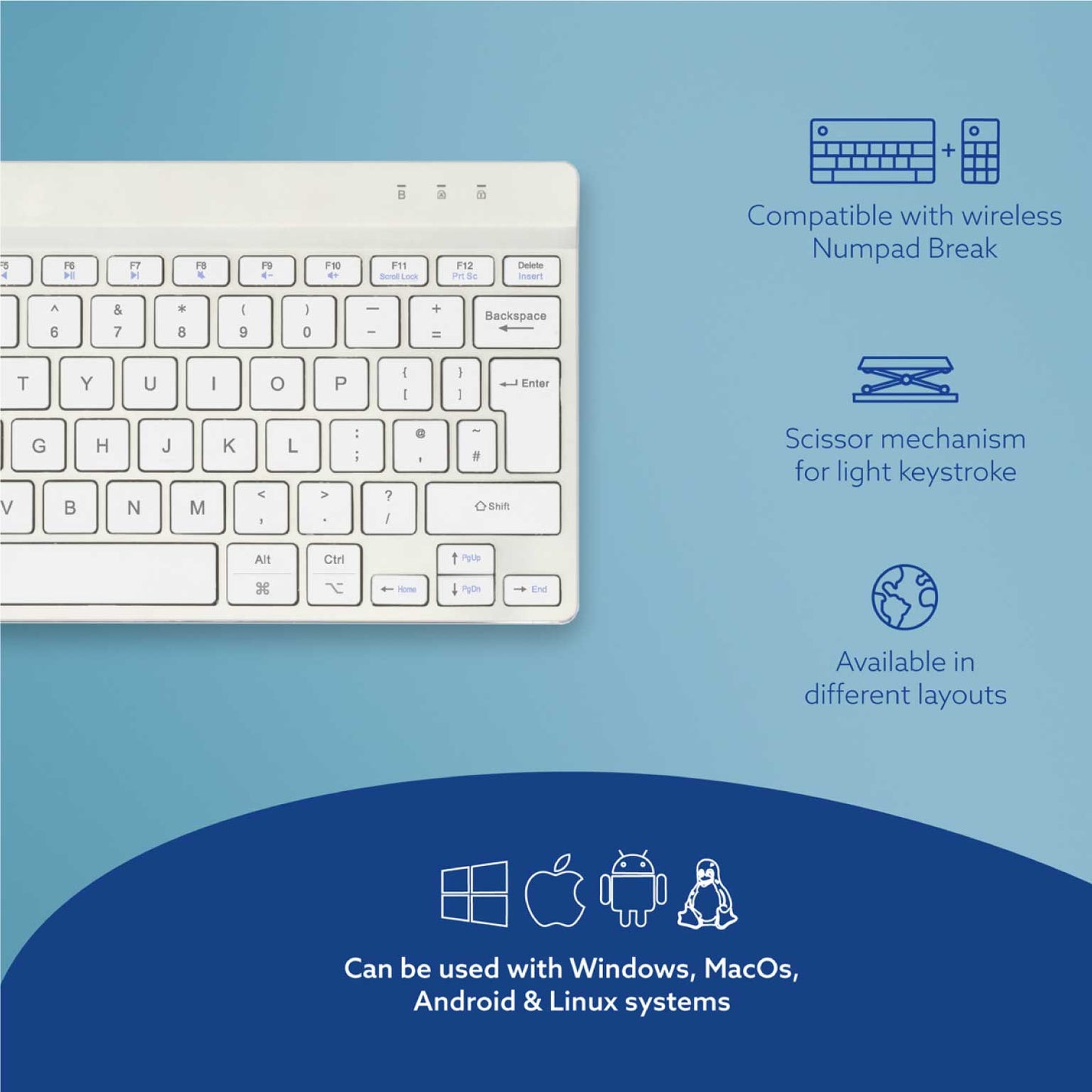 R-Go Compact Break Keyboard (White, Wireless, QWERTY – UK) | WPA India