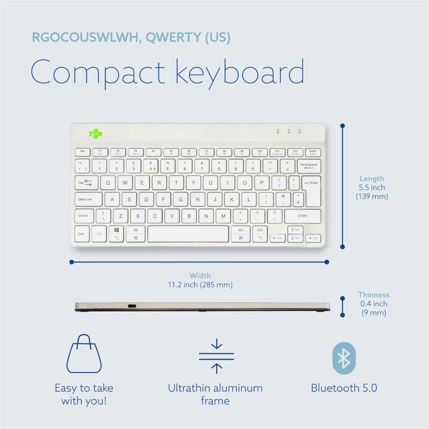 R-Go Compact Break Keyboard (White, Wireless, QWERTY – UK) | WPA India