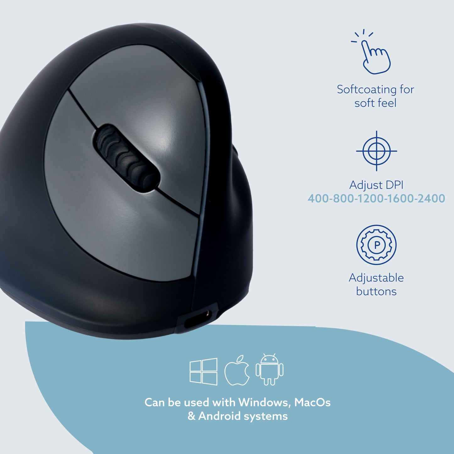R-Go HE Break Ergonomic Mouse (Small, Right-Handed, Wired, Black) | WPA India