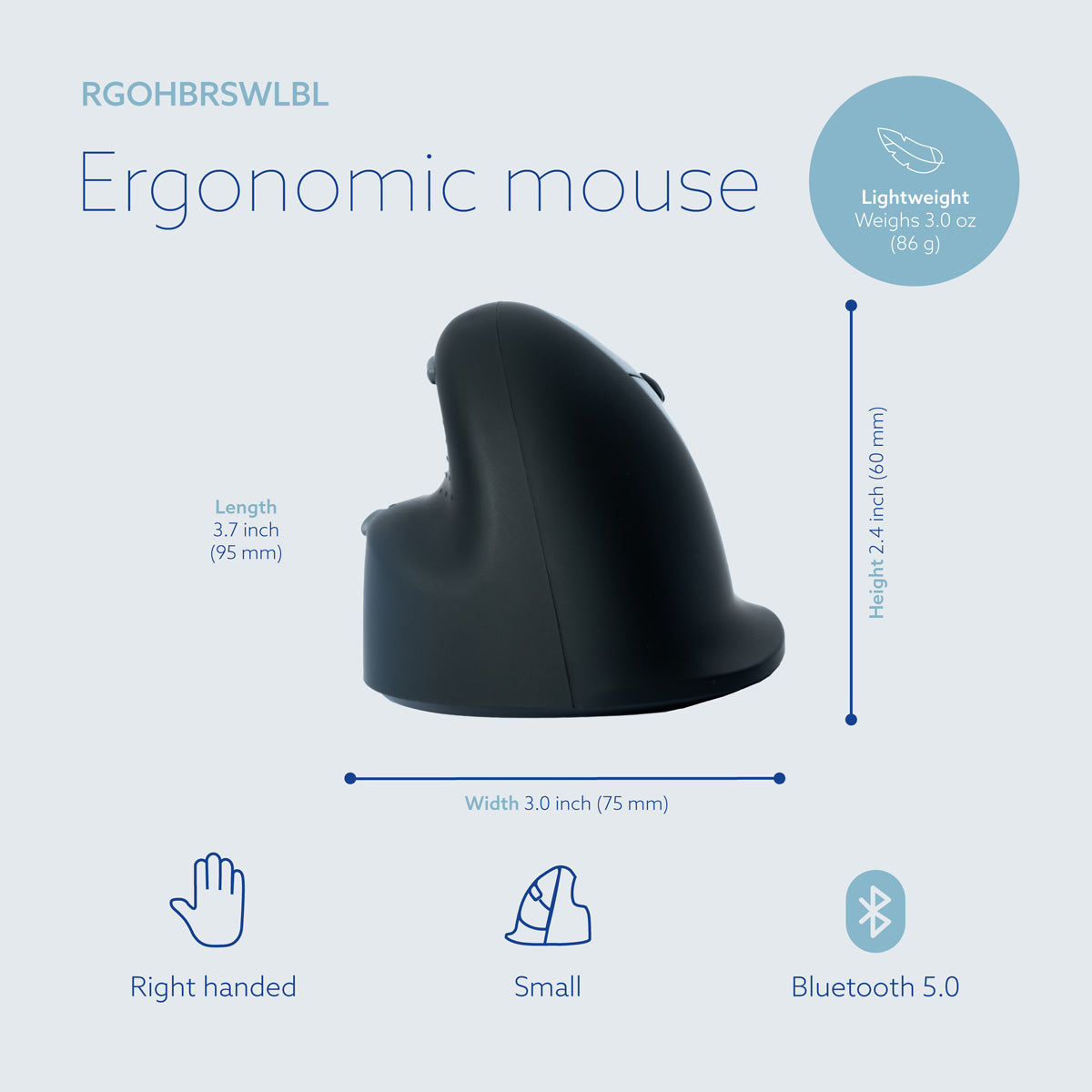 R-Go HE Break Ergonomic Mouse (Small, Right-Handed, Wired, Black) | WPA India