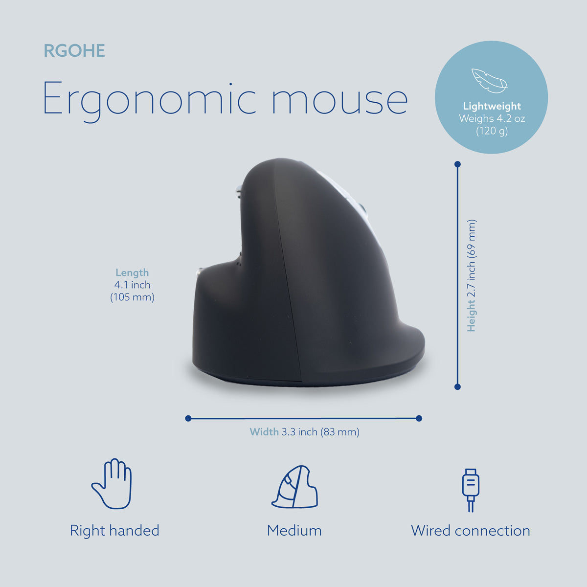 R-Go HE Break Mouse (medium, right, wired) | WPA India