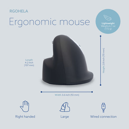R-Go HE Break Mouse (large, right, wired, Black) | WPA India