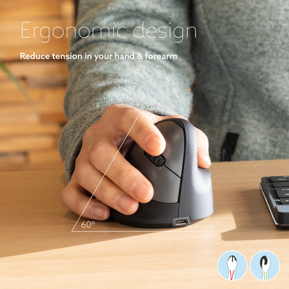 R‑Go HE Break Ergonomic Mouse (Large, Right‑Handed, Bluetooth, Black) | WPA India