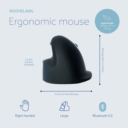 R‑Go HE Break Ergonomic Mouse (Large, Right‑Handed, Bluetooth, Black) | WPA India