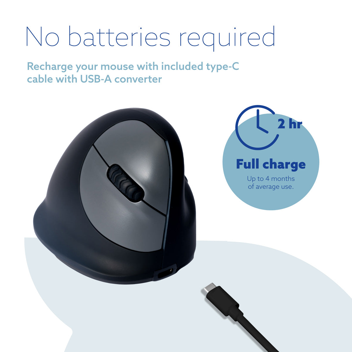 R‑Go HE Break Ergonomic Mouse (Large, Right‑Handed, Bluetooth, Black) | WPA India
