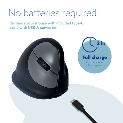 R‑Go HE Break Ergonomic Mouse (Large, Right‑Handed, Bluetooth, Black) | WPA India