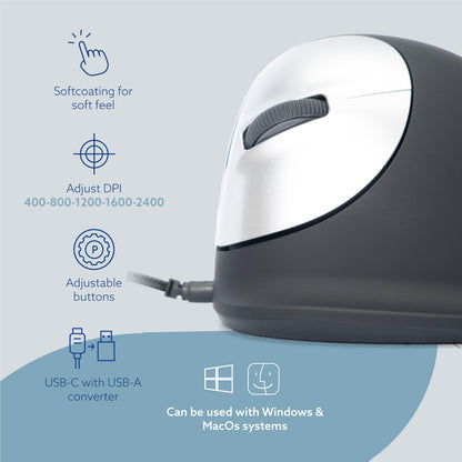 R-Go HE Break Mouse (medium, left, wired) | WPA India