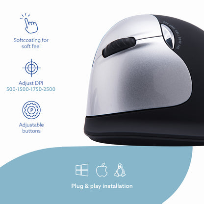R-Go HE Break Ergonomic Mouse (Large, Left-Handed, Wireless, Black) | WPA India