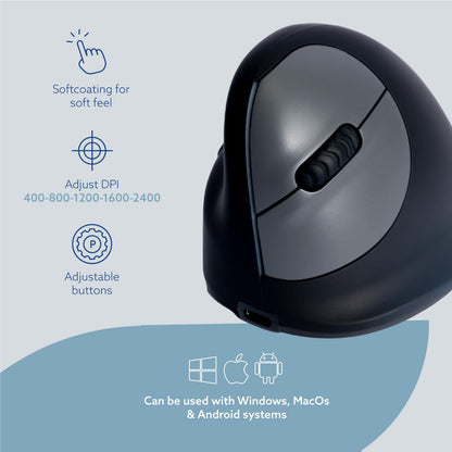 R-Go HE Break Ergonomic Mouse (Large, Left-Handed, Wireless, Black) | WPA India