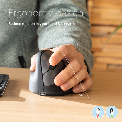 R-Go HE Break Ergonomic Mouse (Medium, Left-Handed, Bluetooth, Black) | WPA India