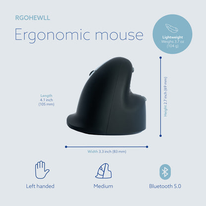 R-Go HE Break Ergonomic Mouse (Medium, Left-Handed, Bluetooth, Black) | WPA India
