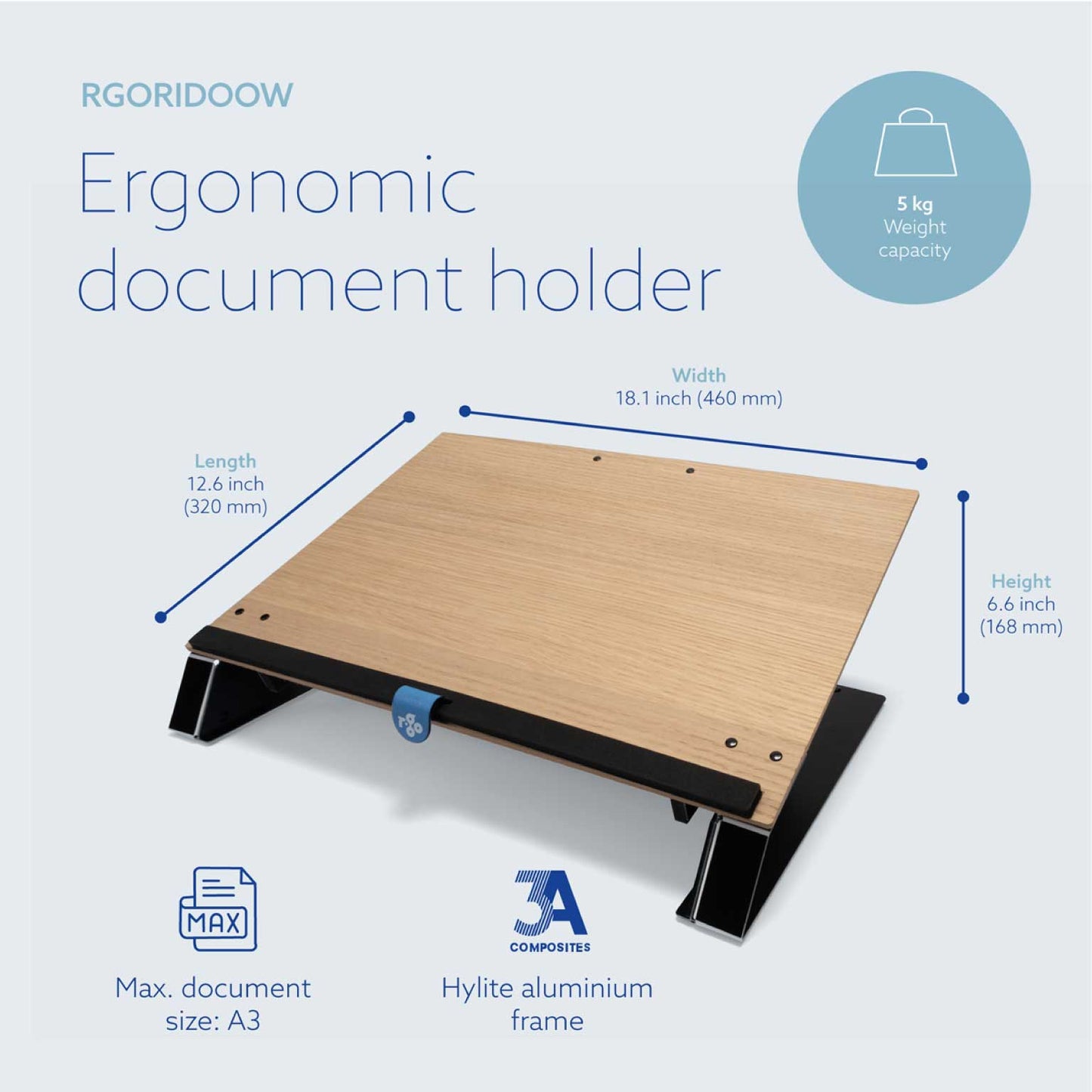 R-Go Read2Write Document holder (Oak wood) | WPA India
