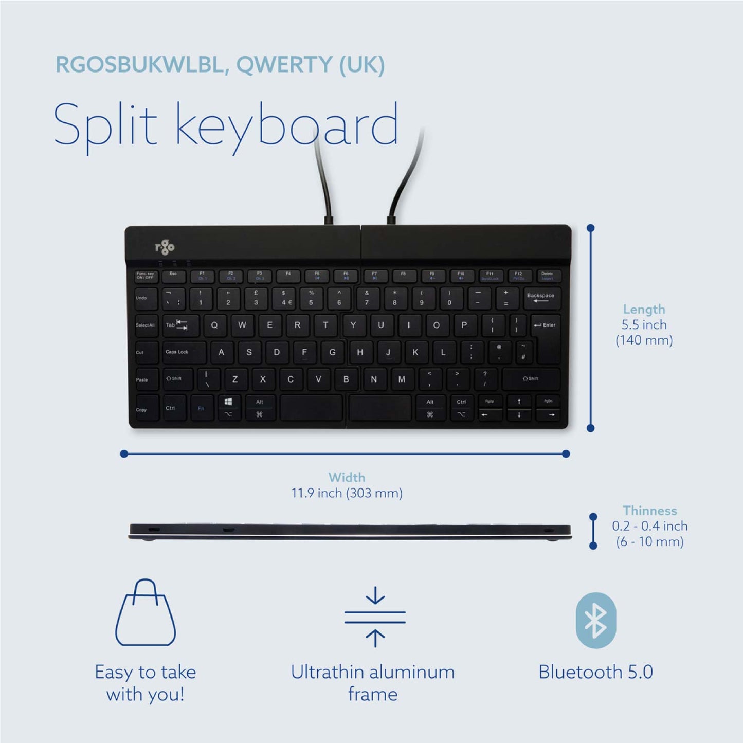 R-Go Split Break (black, wireless, QWERTY – UK) | WPA India