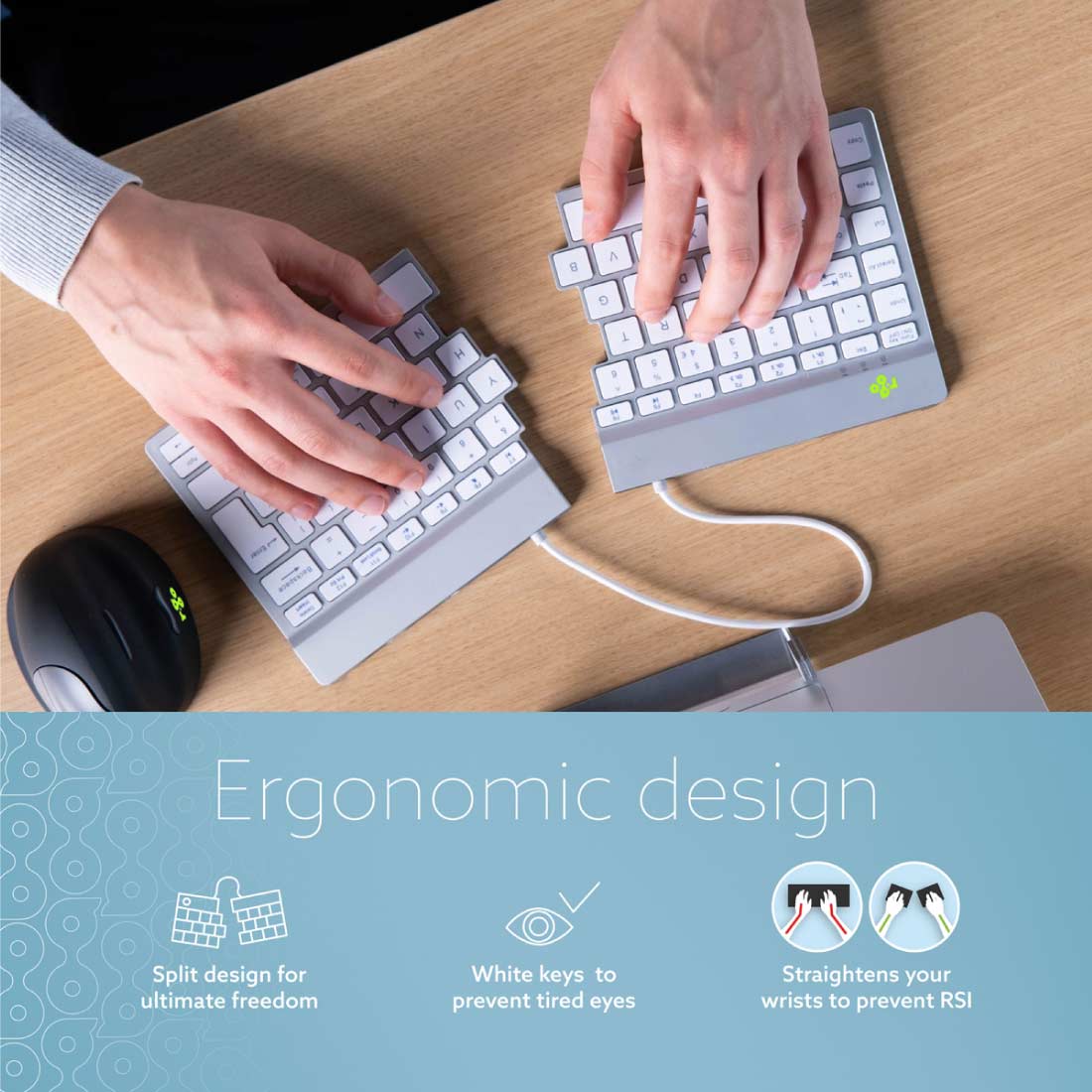 R‑Go Split Break Keyboard (White, Wireless, QWERTY – UK) | WPA India