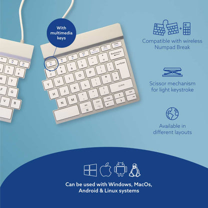 R‑Go Split Break Keyboard (White, Wireless, QWERTY – UK) | WPA India
