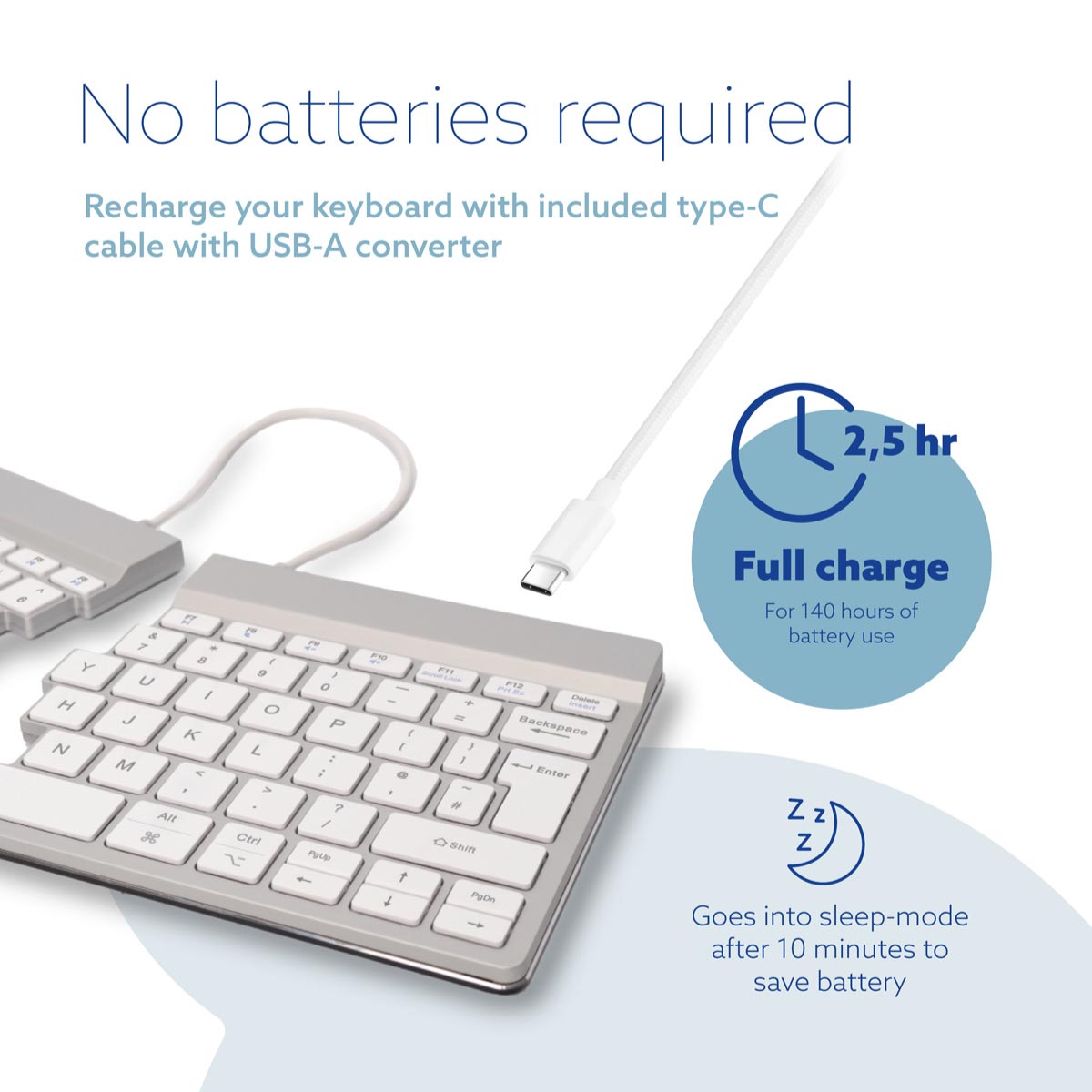 R‑Go Split Break Keyboard (White, Wireless, QWERTY – UK) | WPA India