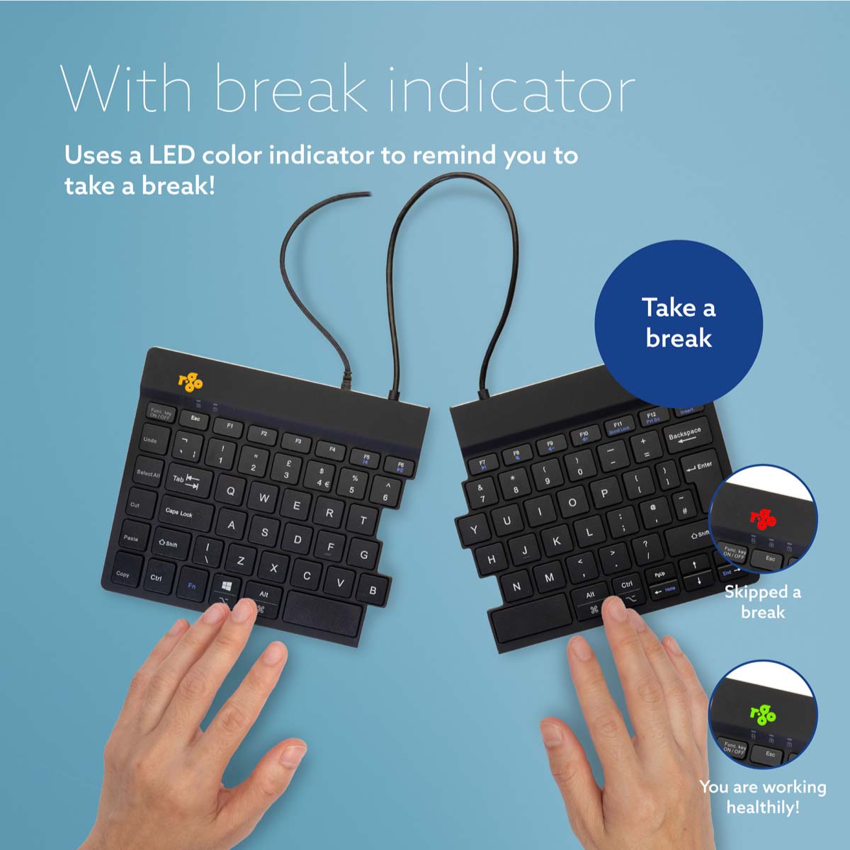 R‑Go Split Break V2 Keyboard (Black, Wired, QWERTY – UK) | WPA India